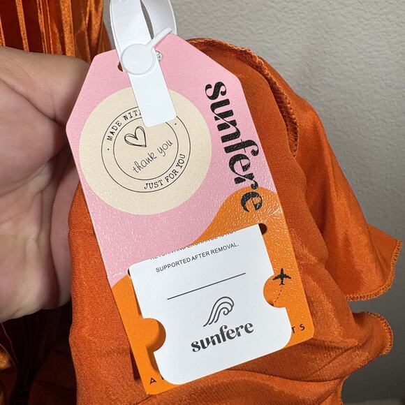 Sunfere Size Large Novia Halter Neck Pleated Maxi Dress Burnt Orange Sleeveless - Picture 4 of 9